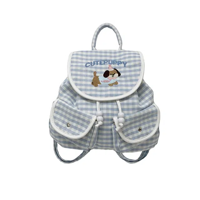 度森袋鼠 可爱格子轻便旅行小背包时尚百搭书包 复合布 双肩包 常规 女款 多色