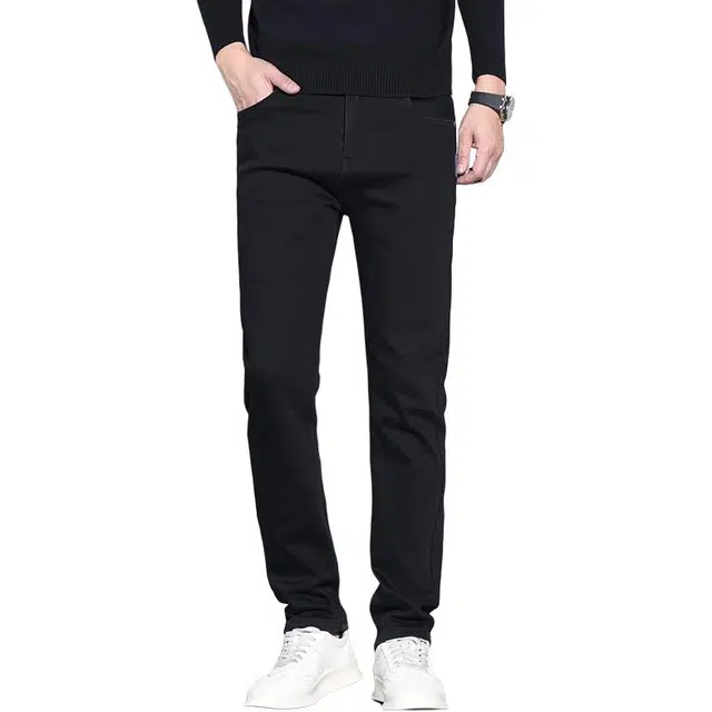 么宁 韩版潮流修身小直筒裤弹力舒适透气简约百搭个性时尚牛仔裤 男女同款