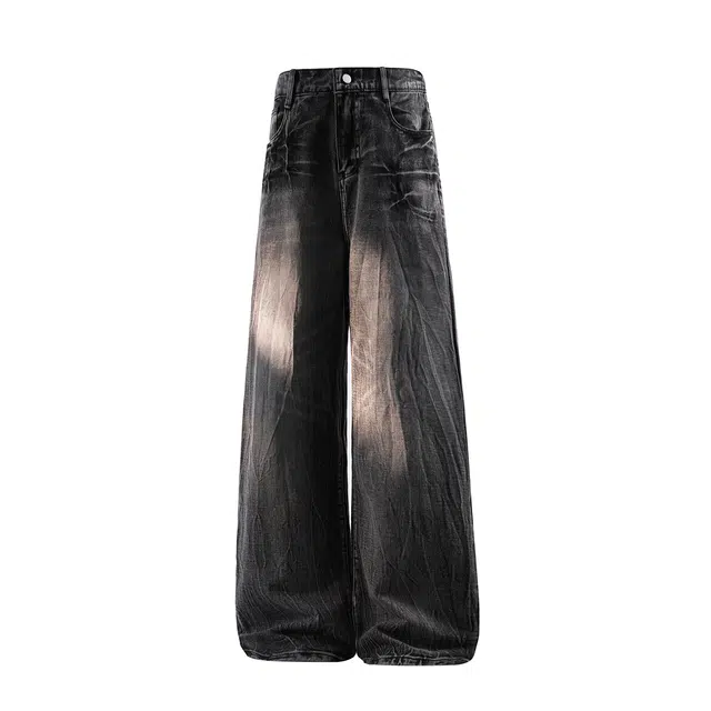 梓润格 美式复古宽松简约时尚无性别主义学院风青春潮流氛围感户外运动酷飒休闲高街百搭机能显瘦慵懒风垂感个性舒适穿搭牛仔裤 男女同款