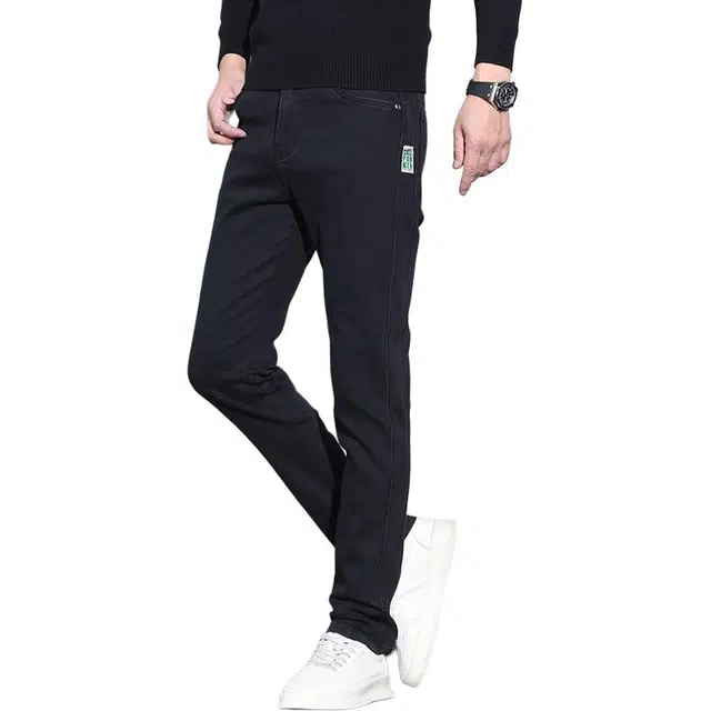 么宁 韩版潮流修身小直筒裤弹力舒适透气简约百搭个性时尚休闲牛仔裤 男女同款