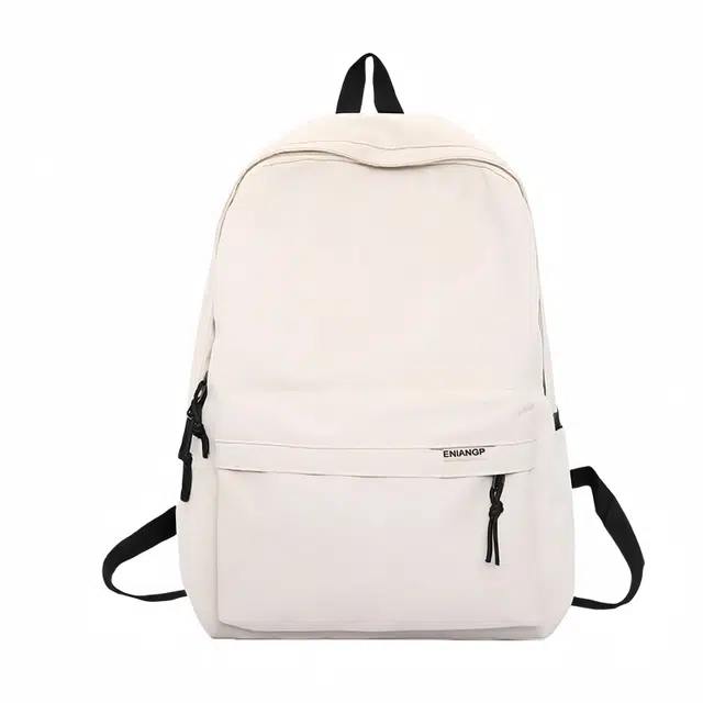 單倉 时尚简约大容量电脑背包学时尚休闲日系轻便通勤旅行 尼龙 书包双肩包 常规 男女同款情侣款 白色/黑色