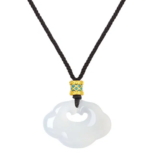 完美爱 如意祥云锁吊坠 新中式国风招财纳福富贵吉祥转运路路通锁骨链 小众简约时尚百搭显贵高级感#好运 玉髓 项链 男女同款情侣款