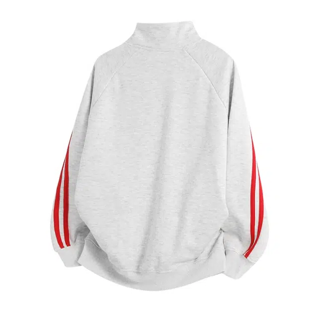 加荣 简约休闲宽松百搭慵懒复古拼接立领卫衣 男女同款