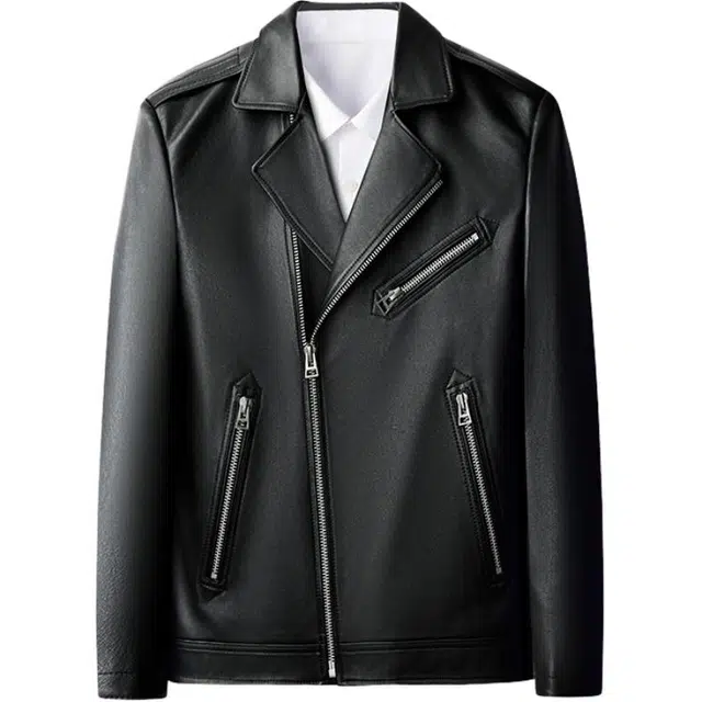 太子龍 头层牛皮真皮秋冬季西装领美式休闲潮流复古机车皮衣 男款