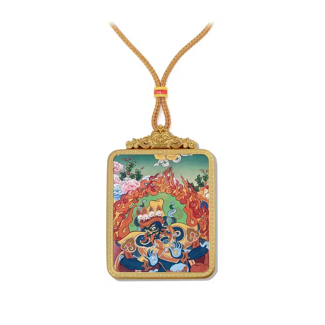 【百无禁忌百财来】 玉临门 国风扎基拉姆前世今生唐卡藏式女财神吊坠 藏传佛教护身符能量 高薪长伴#好运  合金 项链 男女同款情侣款