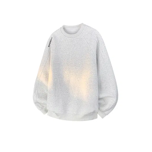 哲源 美式复古简约学院风上衣纯色圆领字母印花设计感男款春秋打底衫潮牌百搭宽松舒适休闲卫衣 男女同款