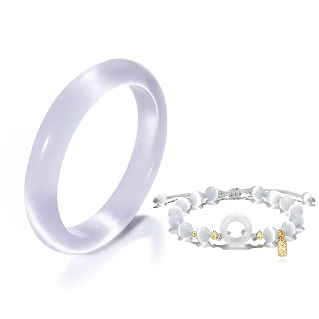 【精选高品质】芋泥波波蝶恋花繁花似锦套装素雅一步一响古典素圈新中式国风复古日常百搭 岁月静好 #好运 玻璃猫眼 手镯 男女同款情侣款