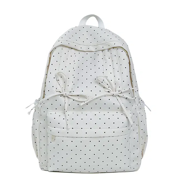 蔻蒂熊 小清新印花书包学院风少女轻便大容量简约 涤纶 双肩包 常规 青少年 白色/黑色/粉色/绿色/蓝色