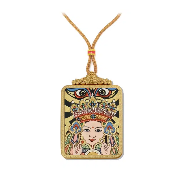 【百无禁忌百财来】 玉临门 国风扎基拉姆前世今生唐卡藏式女财神吊坠 藏传佛教护身符能量 节节高升#好运  合金 项链 男女同款情侣款