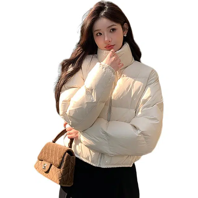 敲模女孩 甜酷风肯豆短款时尚立领小个子面包棉服 女款