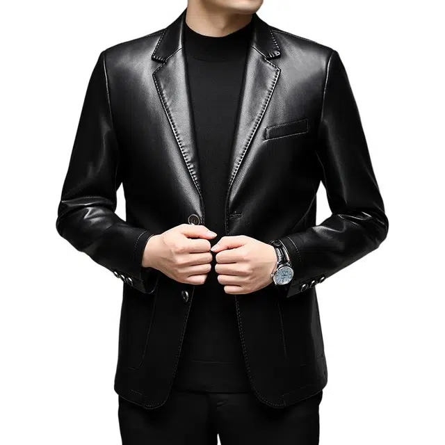 太子龍 休闲纯色百搭皮衣 男款