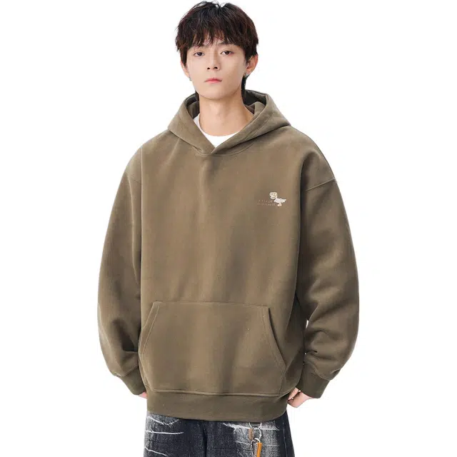 米素力 印花连帽秋季落肩袖潮套头卡通卫衣 男女同款