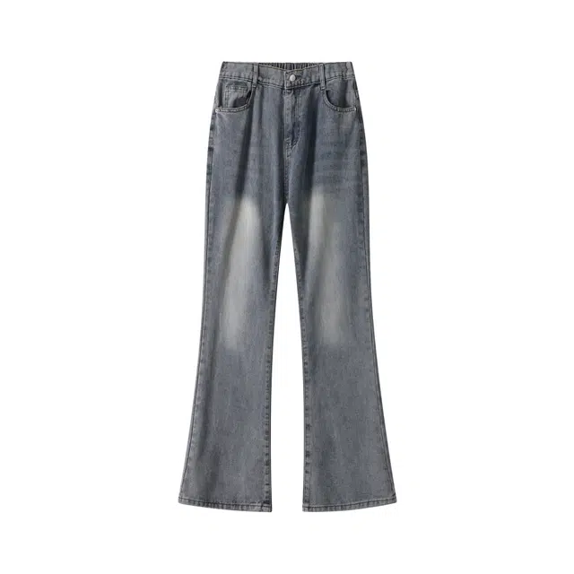 帝狼牛 美式高街重工水洗微喇显高显瘦潮流风牛仔裤 男女同款