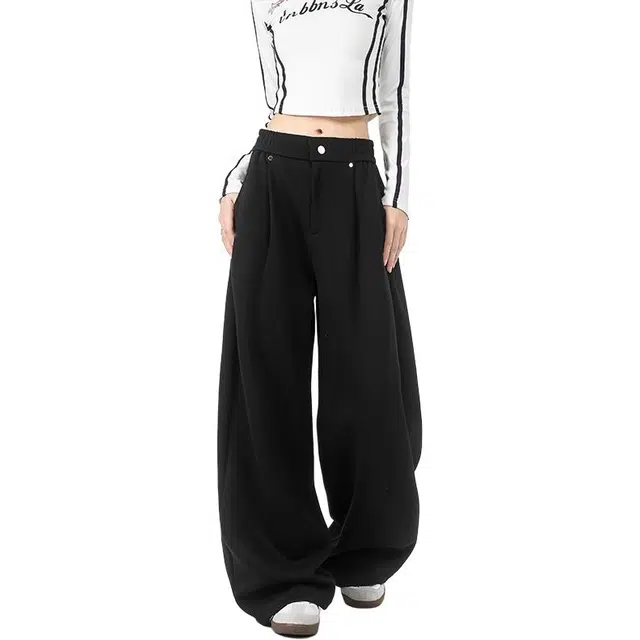 拓菲 美式运动卫裤男重磅拼接高级感潮牌褶皱设计感痞帅长裤休闲裤 男女同款