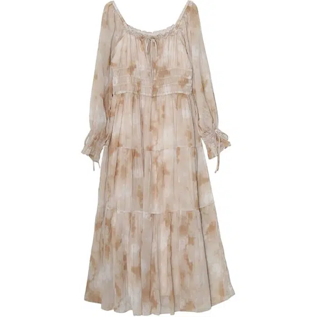 惟友 胖女生显瘦连衣裙胖妹妹女装大码秋装裙子胖女孩穿搭秋款长裙 女款 温柔甜美复古油画风晕染浪漫