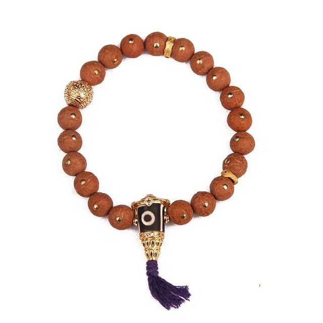 子婳 尼泊尔凤眼菩提镶嵌手持招财转运好运连连中式复古文玩盘玩单圈念珠时尚优雅百搭手饰 凤眼菩提 手串 男女同款情侣款