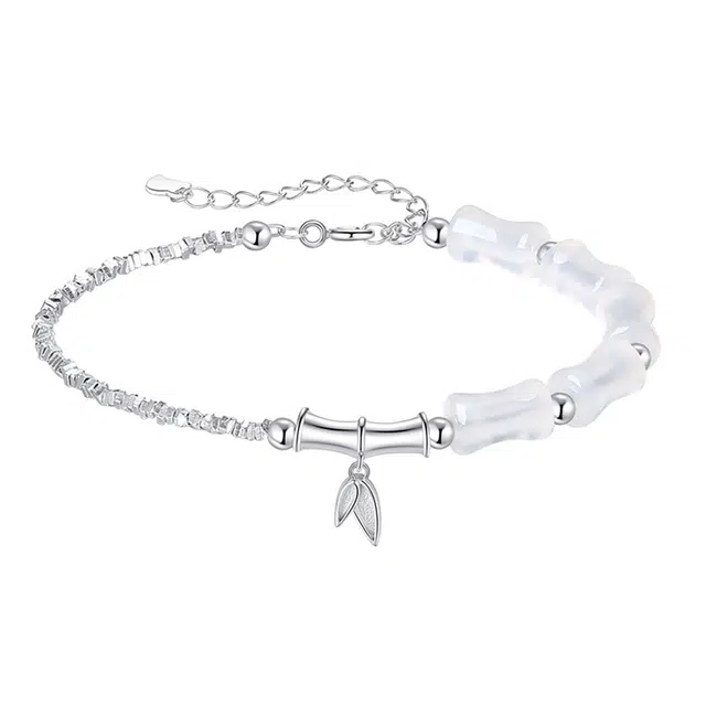 翠雅金楼 【竹遇平安】新中式竹节碎银几两 节节高升升职加薪上岸 国风清冷感时尚百搭轻奢高级感#好运天然 玉髓 手链 女款