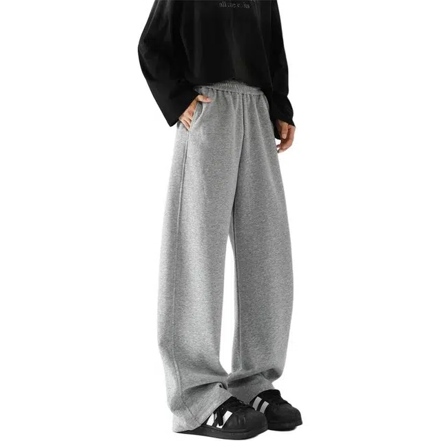 顶峰保罗 美式纯色复古宽松直筒阔腿拖地卫裤无性别主义简约时尚痞帅秋季穿搭高级感休闲裤 男女同款