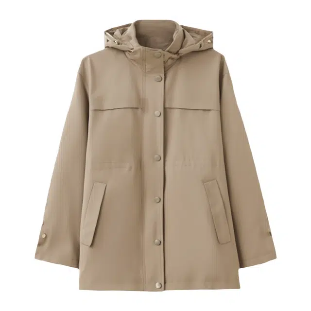 潞优野 时尚休闲百搭收腰连帽秋季中长款外套风衣 女款