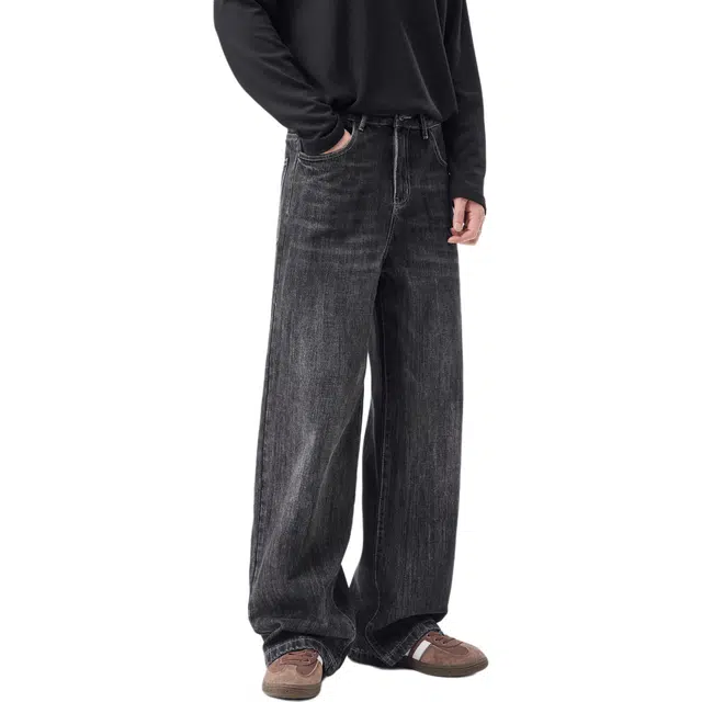 帕丁顿熊 水洗猫须磨白美式直筒宽松阔腿做旧复古百搭潮流休闲时尚牛仔裤 男女同款