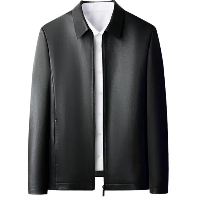太子龍 品牌高端春秋装翻领真皮中老年行政商务休闲绵羊皮皮衣 男款