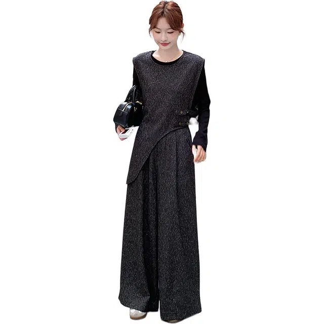 稻草人 休闲时尚轻熟风显瘦修身舒适百搭三件套装 女款