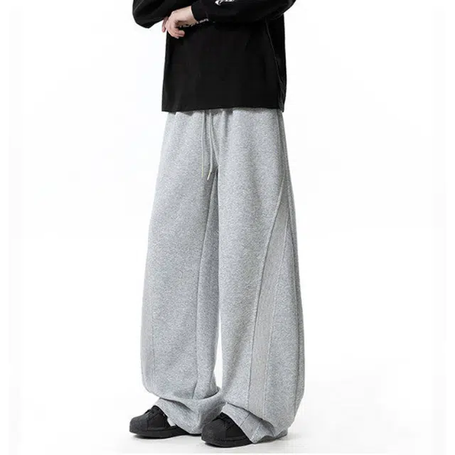 单爵 解构拼接弯刀卫裤男秋季美式斜切垂感阔腿裤子休闲裤 男女同款