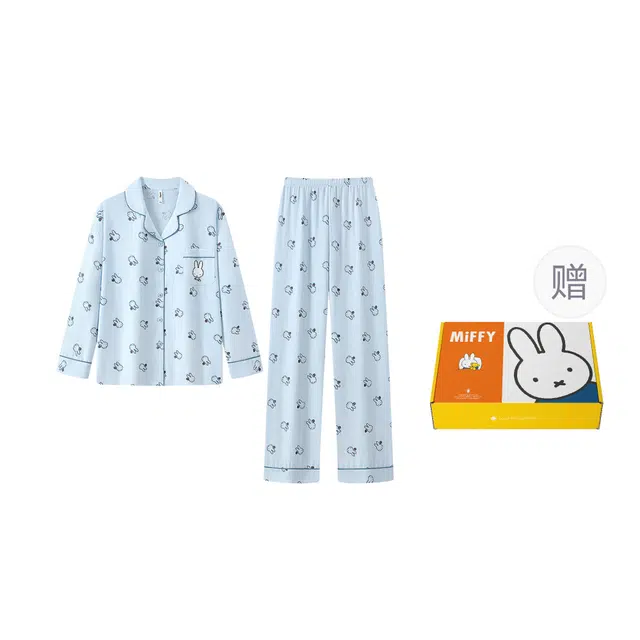 宫蝶 米菲云朵棉卡通长袖家居服开衫舒适休闲可外穿睡衣套装 女款 礼盒装