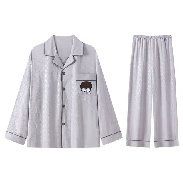 向薇 男士云朵棉卡通青少年学生长袖长裤春秋可外穿薄款家居服睡衣套装 男款