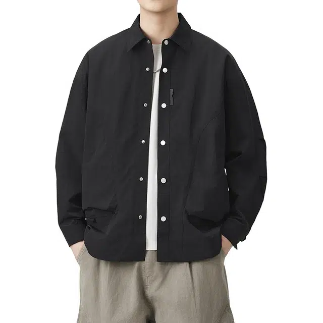 金盾 休闲翻领宽松纯色夹克外套 男款