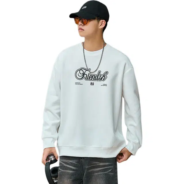 金盾 休闲字母印花圆领套头长袖卫衣 男款