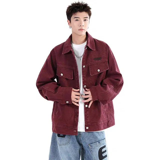 佐菲利 美式复古高街痞帅飞行员重工帆布水洗外套工装不规则设计感夹克 男女同款