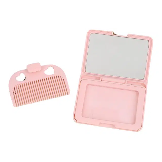 格安诺创意随身带梳子小镜子套装户外便携镜梳一体折叠化妆镜迷你镜子高清镜面 折叠镜