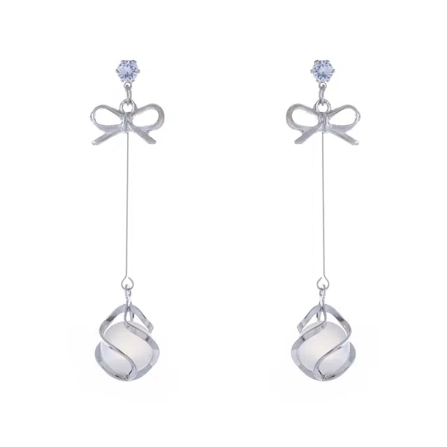 澜耀 气质蝴蝶结珠珠耳坠 时尚高级感镶钻设计感#好运 合金 耳环 女款