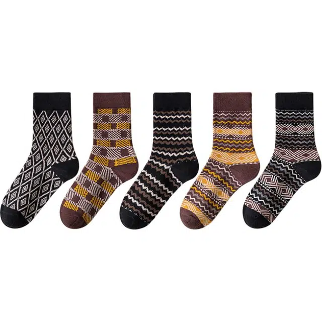 黛梦恋 复古菱格防臭吸汗中筒袜 女款