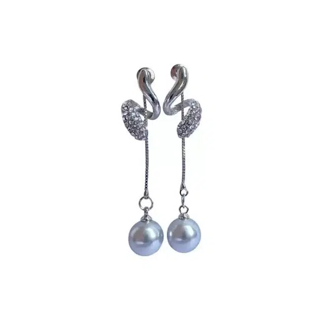 澜耀 轻奢长款流苏亚麻灰珠珠 小众设计高级感时尚耳饰 合金 耳环 女款