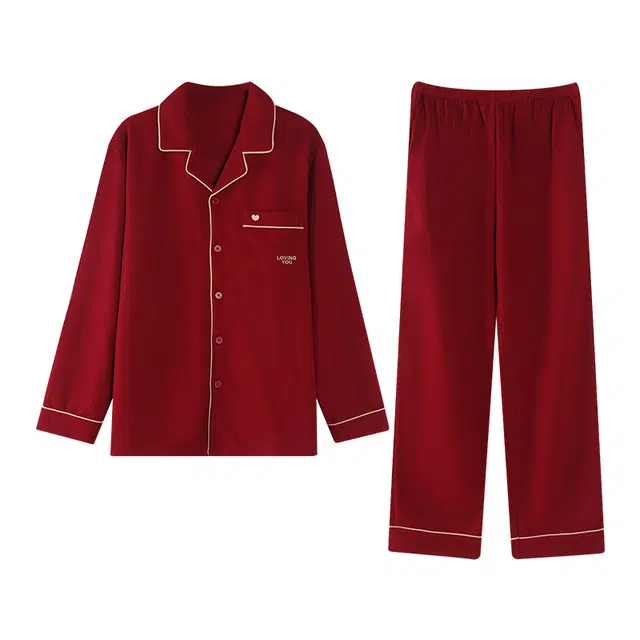 莫代尔 舒适柔软亲肤细腻纯棉翻领开衫气质百搭长袖长裤家居服可外穿男士睡衣套装 男款