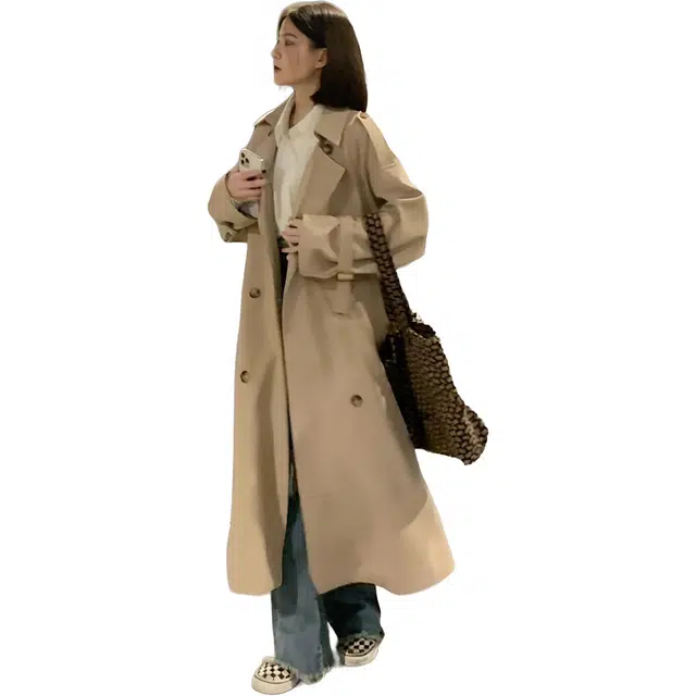 囍鱼少女 英伦风外套女今年流行小个子中长款高级感超好看风衣 女款