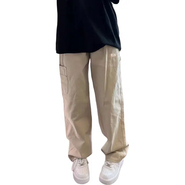 北欧攻略 设计感长裤男少年感穿搭高级感直筒宽松美式干干净净复古水洗纯棉清爽垂感阔腿工装裤 男女同款