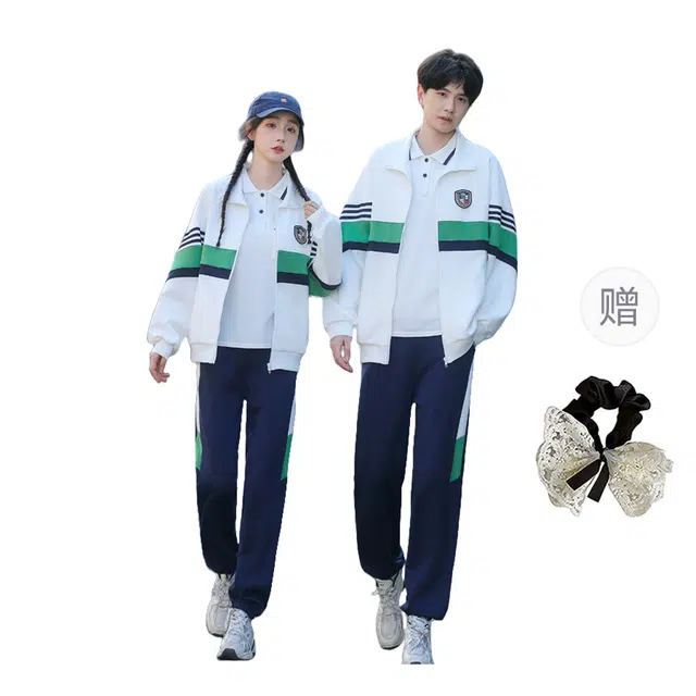 涂诗菲 学院风条纹撞色通勤气质休闲长袖外套学生班服运动会情侣套装