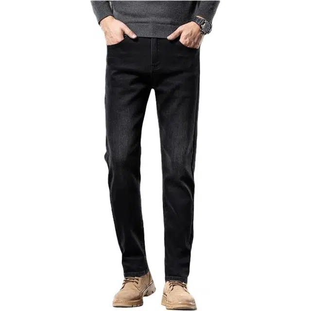 金盾 长裤子百搭休闲加绒加厚直筒牛仔裤 男款