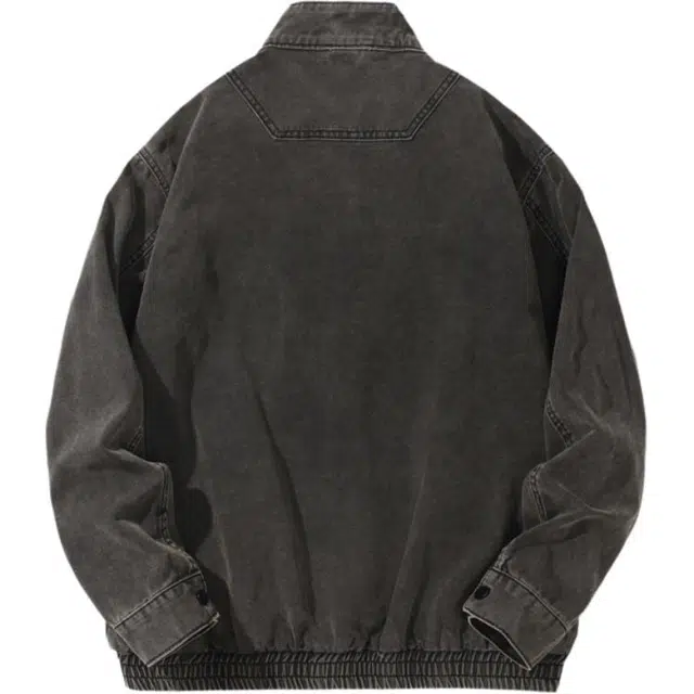 希越 复古高街重结构做旧重磅纯棉水洗美式机车牛仔上衣男士春秋季工装外套夹克 男款