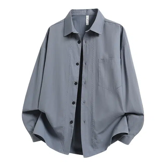 金盾 休闲纯色宽松单排扣衬衫 男款