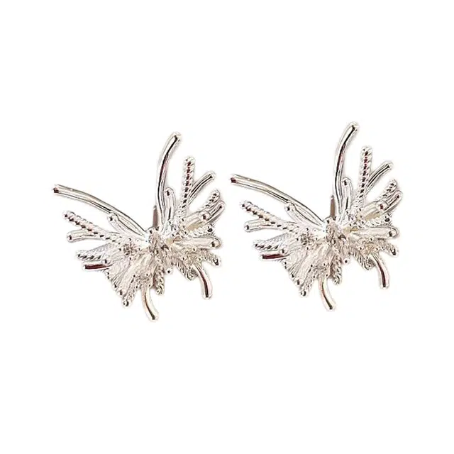 澜耀 银色蝴蝶 轻奢高级感气质大气独特耳饰#好运 合金 耳环 女款