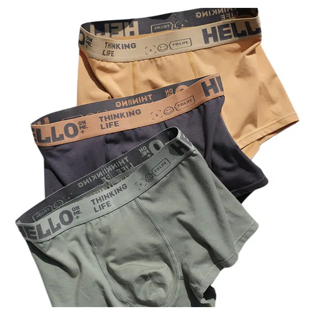 潞优野 高级感三条装莫代尔棉时尚运动透气四角裤男生短裤平角内裤 男款