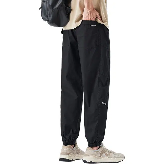 协协乐 高街机能风拼接设计感春秋季美式宽松哈伦束脚九分裤青少年百搭运动长裤休闲裤 男款