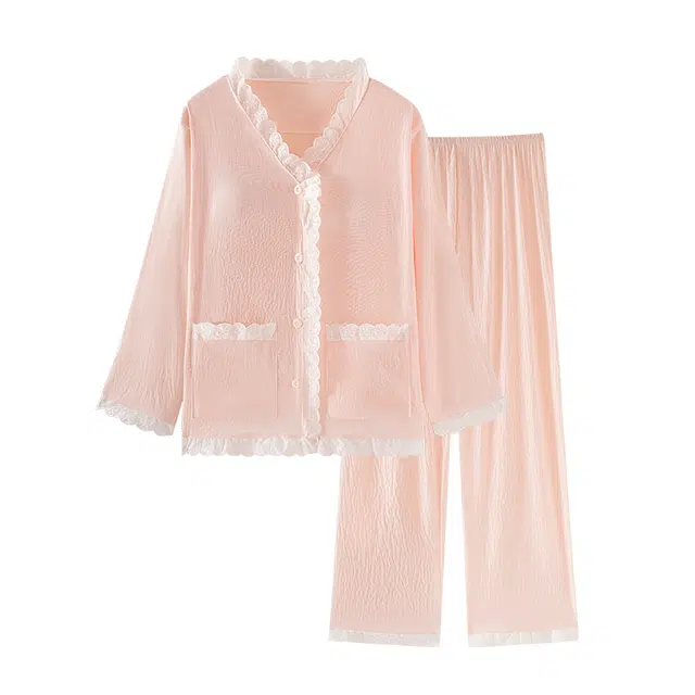 欧诗帛 春秋季甜美风学生可外穿长袖宽松可爱带胸垫家居服睡衣套装 女款