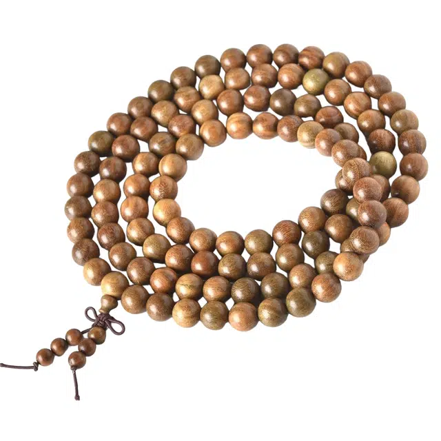 仙园韵 文玩盘玩新中式国风好运佛珠 绿檀 木作手串 男女同款情侣款