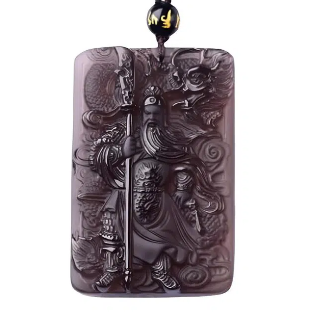 茂琼 简约 时尚 关公霸气关羽关二爷武财神挂坠小众高级感#好运 黑曜石 项链 男女同款情侣款