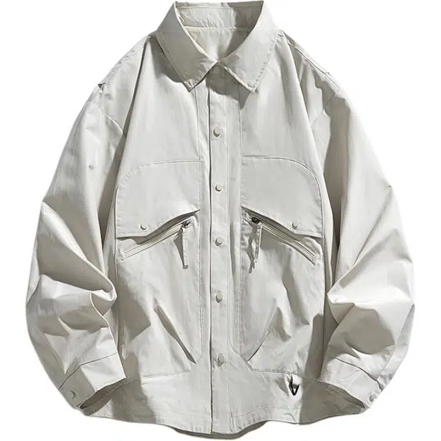 金盾 春秋季大码宽松翻领潮流纯色夹克外套 男款